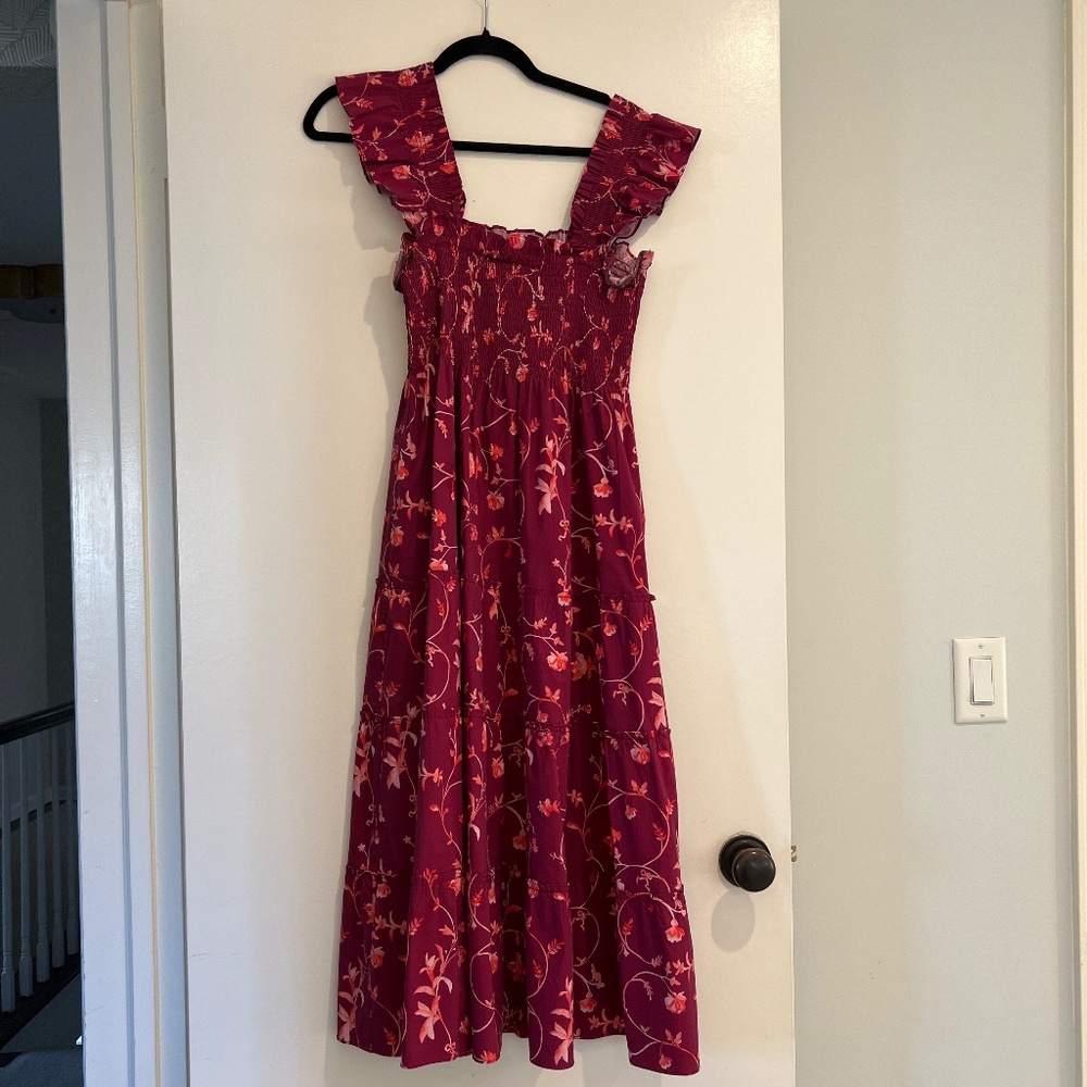 The Ellie Nap Dress - Burgundy Botanical Poplin × 1